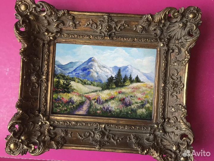 Картина маслом горный пейзаж 