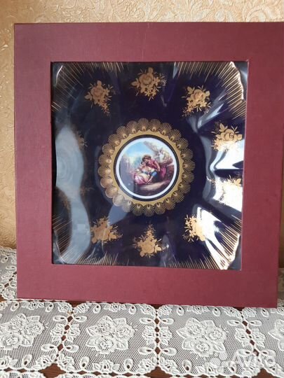 Блюдо на ножке фарфор кобальт