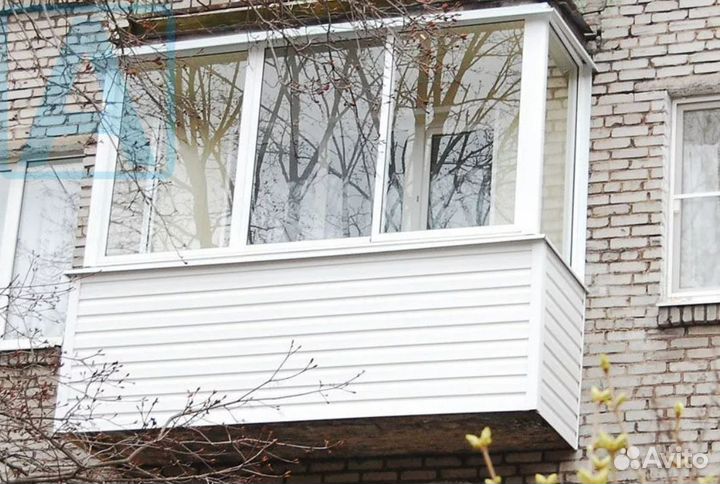 Остекление балкона 3200 на 1420 алюминиевое