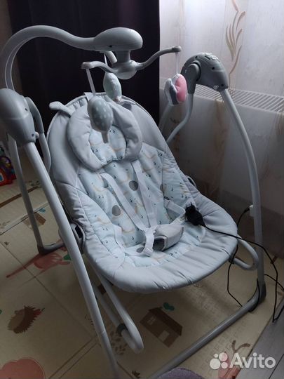 Электрокачели шезлонг 0+ IcanFly 2в1 с адаптером