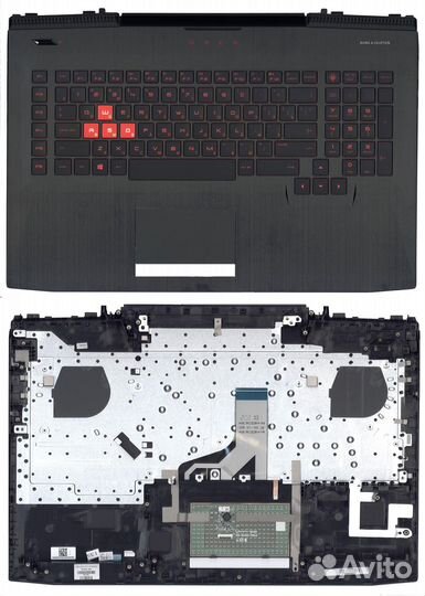 Топкейс HP Omen 17-AN красный шрифт (4.5x3.0)