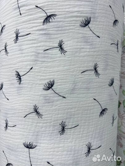 Ткань муслин с принтом жатый двухслойный