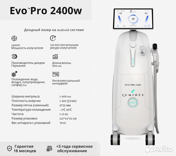Аппарат для эпиляции люминес Evo-Pro 2400W