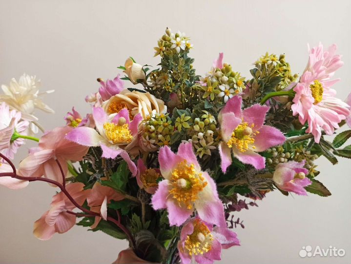 Искусственные цветы большой букет разных б/у