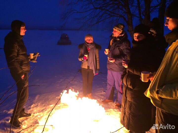 Пикник у маяка на Онего на воздушной подушке