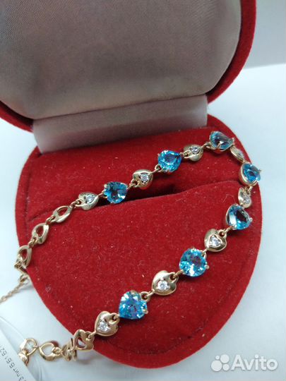 Золотой браслет 585 пробы с топазами (новый)