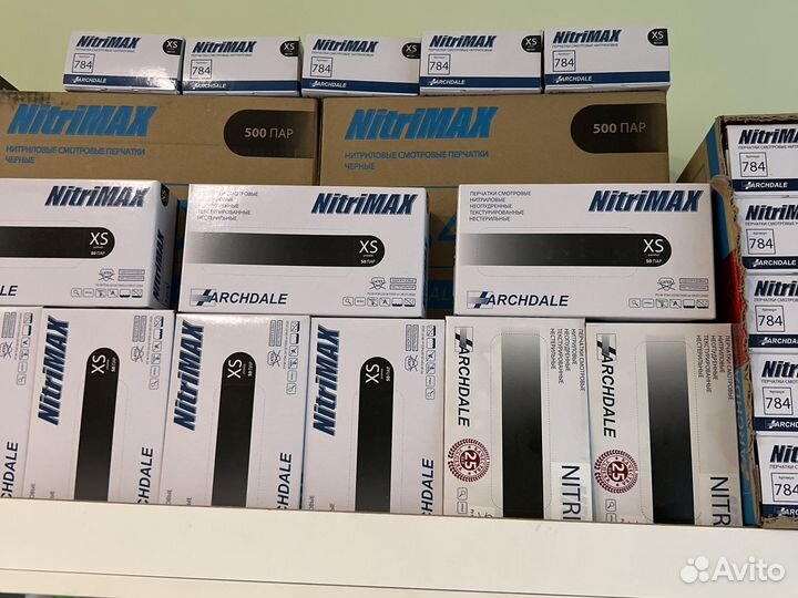 Нитриловые перчатки черные размер XS / 784