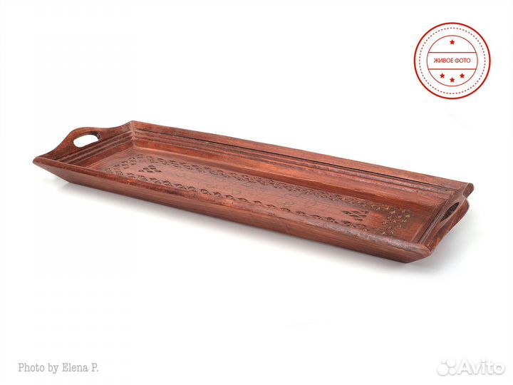Деревянный поднос с инкрустацией (Индия)
