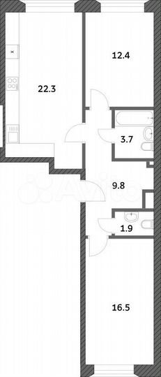 3-к. квартира, 86,6 м², 2/25 эт.