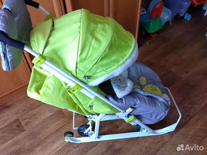 Детские санки коляска с колесами