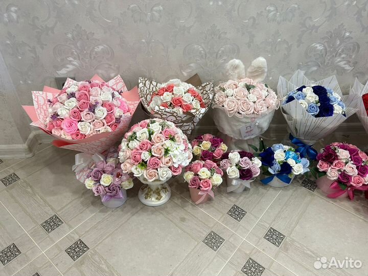 Букеты из мыльных роз, цветы