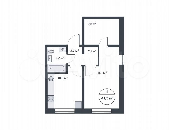 1-к. квартира, 41,5 м², 9/14 эт.