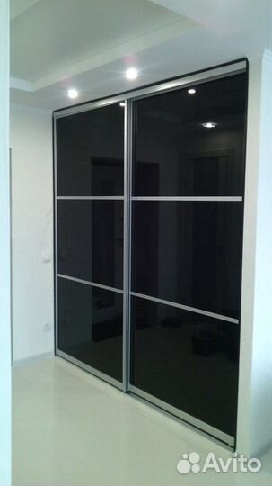 Двери купе с чёрным стеклом шк-164