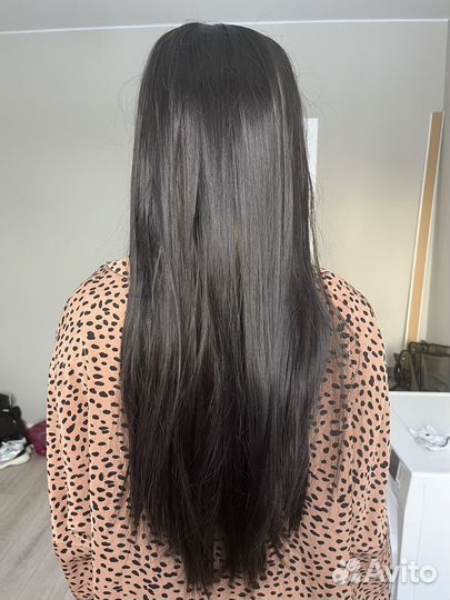 Парик черный, длинные волосы
