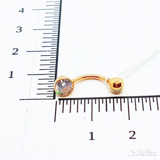 Пирсинг с синтетическим камнем Золото