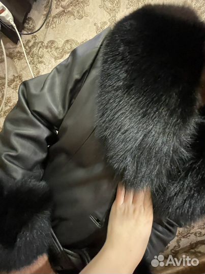 Плащ из натуральной кожи и меха 52-54