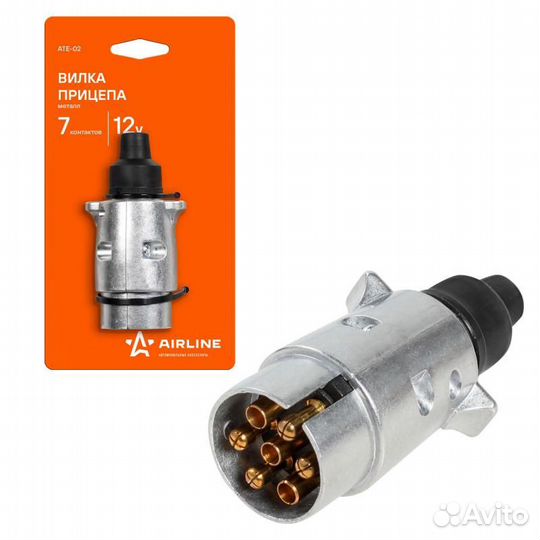 Вилка прицепа 7 контактов металл (ate-02)