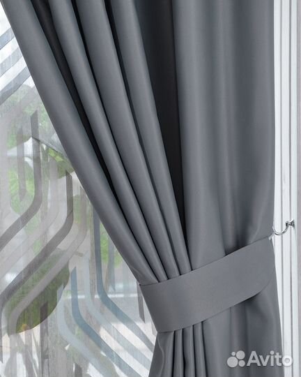 Комплект портьер блэкаут Марсель Серый шторы