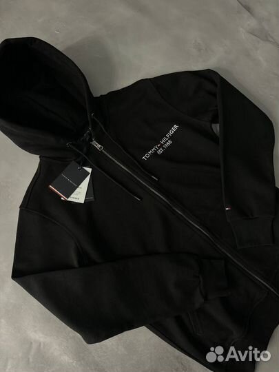 Зип худи Tommy Hilfiger черная 1985 плотная мужская
