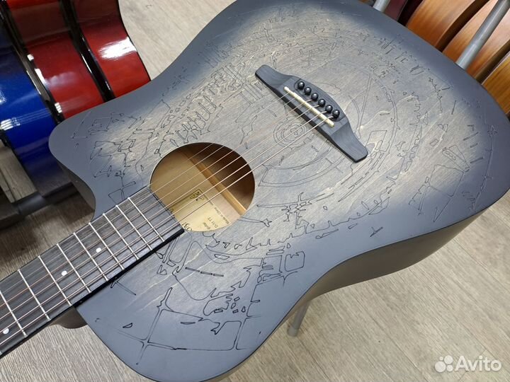 Гитара акустическая дредноут с рисунком