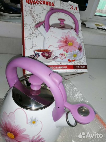 Новый чайник 3л, эмалированная сталь