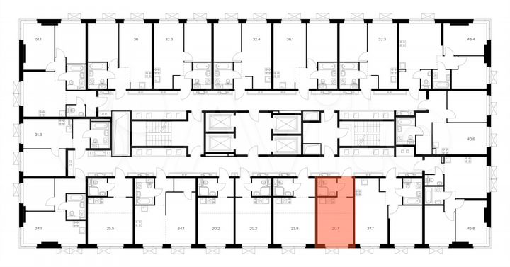 Квартира-студия, 20,1 м², 13/33 эт.