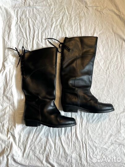 Сапоги трубы со шнуровкой