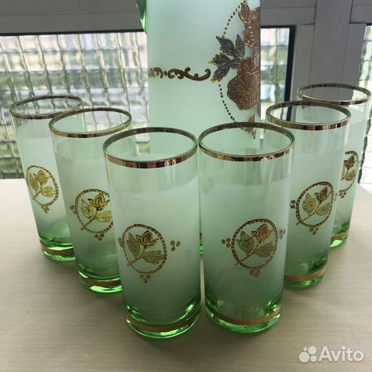 Кувшин цветное стекло/графин Богемия, Чехия