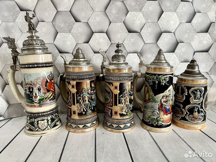 Пивная кружка Германия олово Alwe, Domex, BM&MM