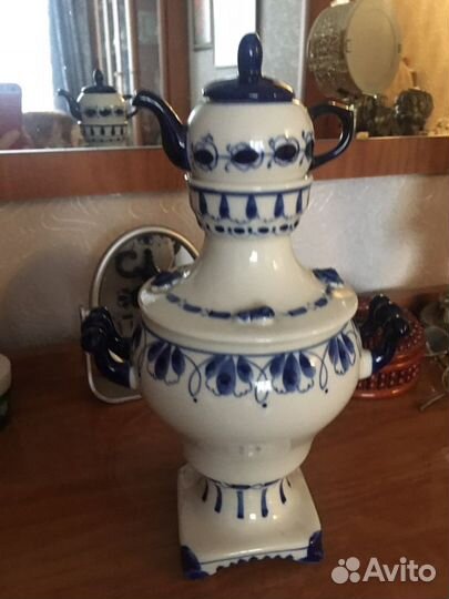 Гжель самовар с чайником
