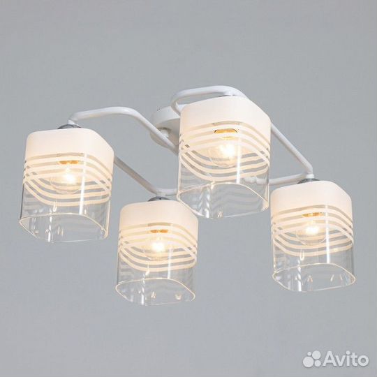 Люстра 'Илария' 4хЕ27 40Вт бело-хромовый 56х56х27