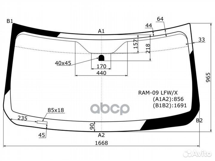Стекло лобовое Dodge Ram 08-19 RAM-09 LFW/X XYG
