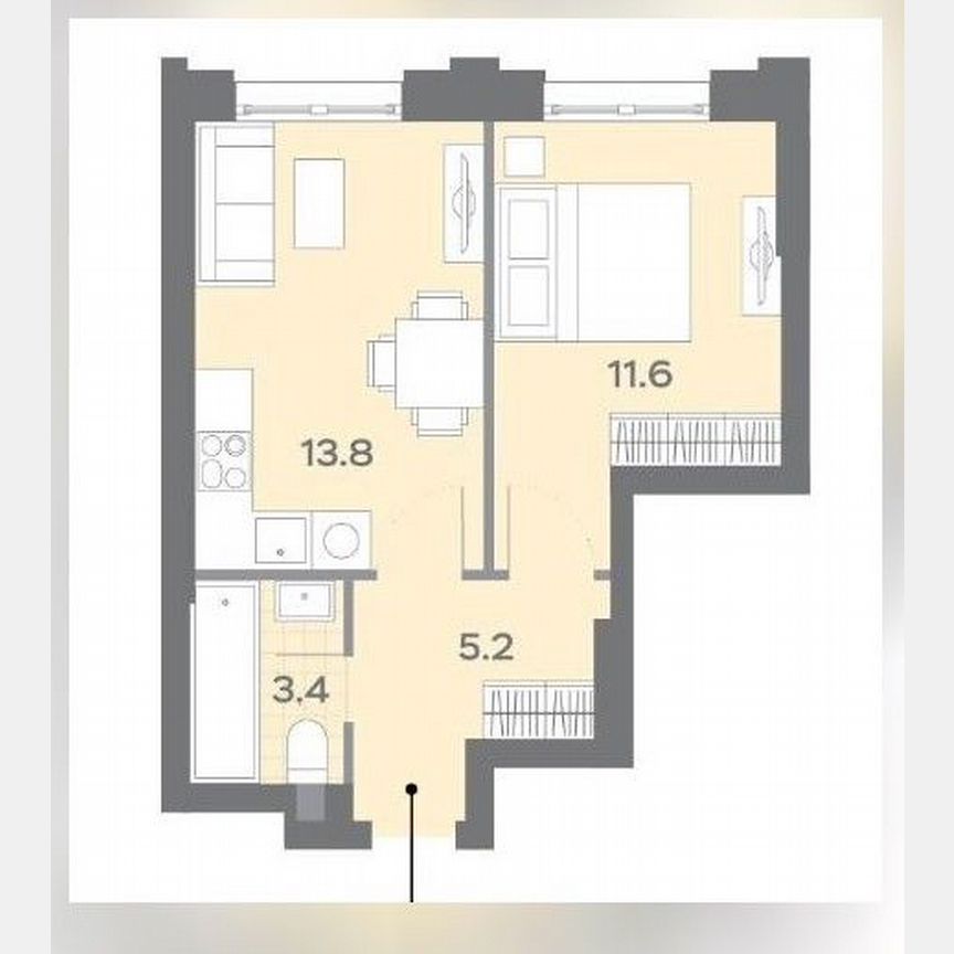 1-к. квартира, 34,3 м², 31/32 эт.