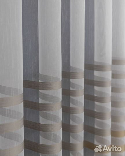 Тюль Трио тирамису готовый на окна пошив