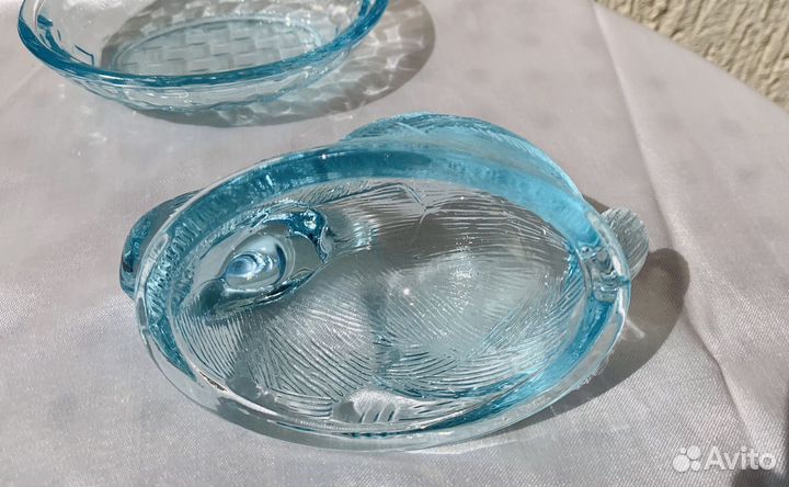 Паштетница шкатулка заяц купоросное стекло СССР