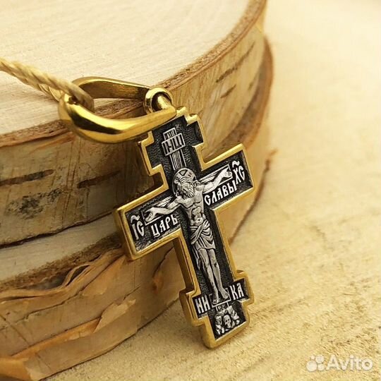 Серебряный крест Распятие Христово Покров Пресвято
