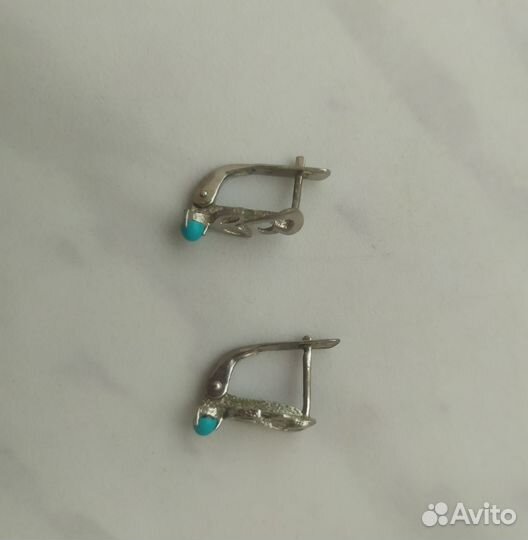 Серьги с бирюзой СССР винтаж, подвески, браслет
