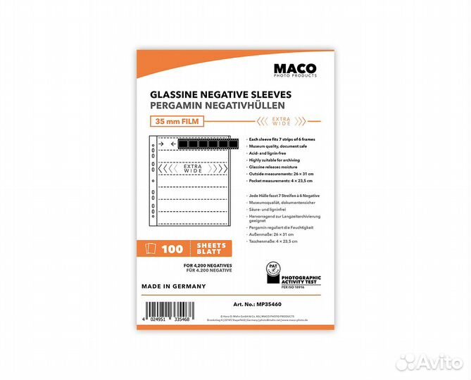 Файлы (cливеры) Maco для фотопленки 35 мм