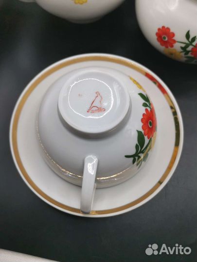 Сервиз чайный Цветы Дулево Фарфор СССР на 6 персон