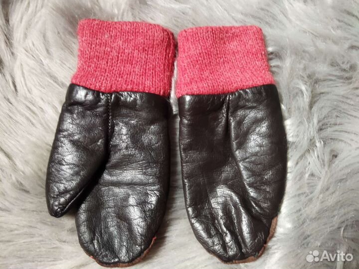 Новые кожаные варежки, детские, СССР