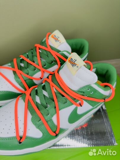 Кроссовки nike sb dunk low pine green off white