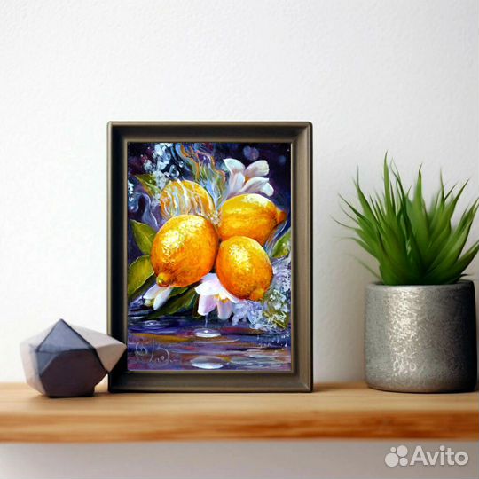 Картина Лимон маслом маленькая на картоне