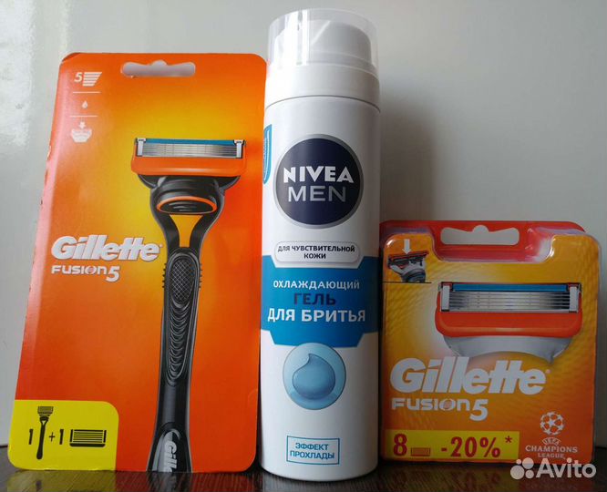 Оригинал gillette fusion5 (1ручка+10кассет) гель