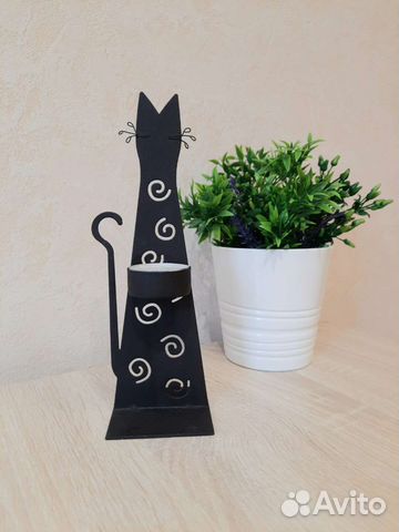 Подсвечник металлический Кошка