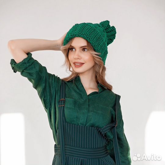 Дизайнерская шапка - снуд вязаная спицами.Handmade