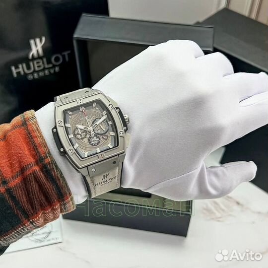 Наручные мужские часы бочка Hublot серый