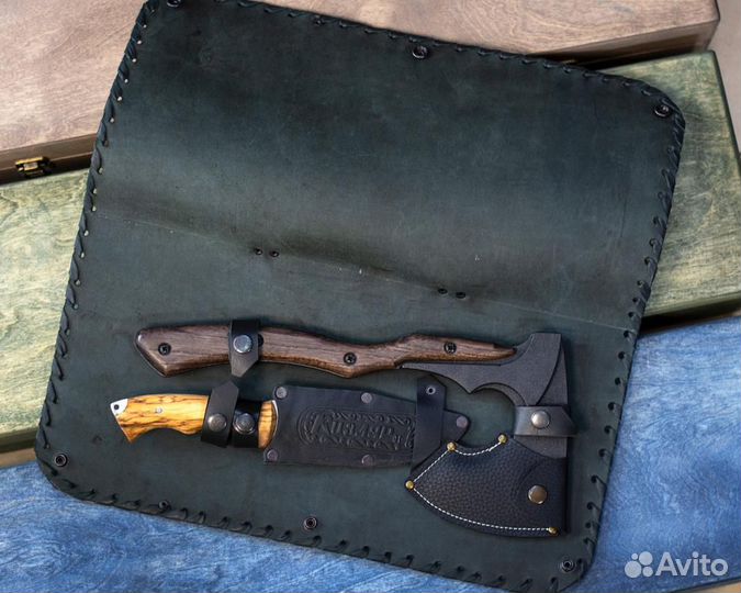 Набор Нож Топор Сумка натуральная кожа