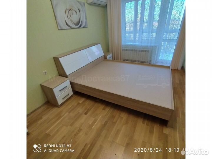 Кровать с матрасом 120 (140, 160) мдф белый