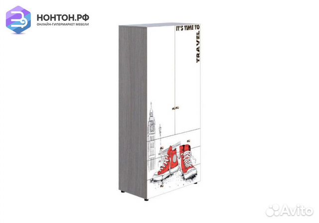 Шкаф 2-створчатый Мийа-3А ясень шимо светлый / бел