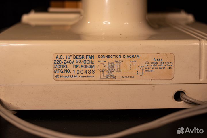 Винтажный настольный вентилятор 70-х годов Hitachi